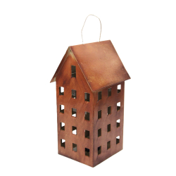 Domek Latarnia Lampion z metalu Brązowy 25cm